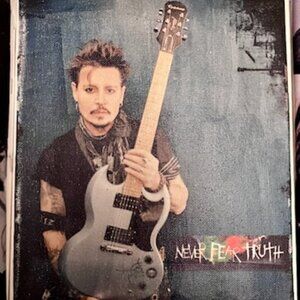 8 x 10 canvas of Johnny Depp guitar and NEVER FEAR TRUTH